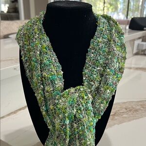 Charming Charlie Green and Gray Textured Scarf